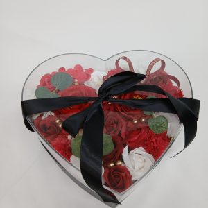 Κουτί Μαύρο σε Σχήμα Καρδιάς με Soap Flower