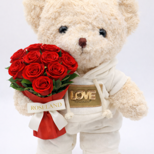 LOVE Αρκουδάκι με Ανθοδέσμη (33cm)