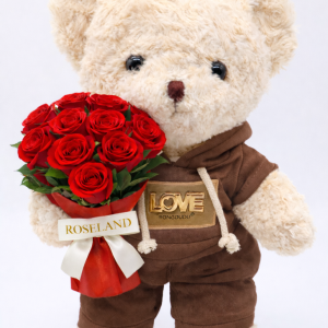 LOVE Αρκουδάκι με Ανθοδέσμη (33cm)