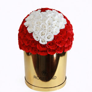 Καπελιέρα χρυσή με κόκκινα και λευκά Soap Flower