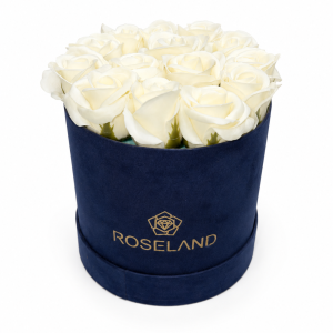 Βελούδινη Καπελιέρα Roseland Μπλε με Λευκά Soap Roses